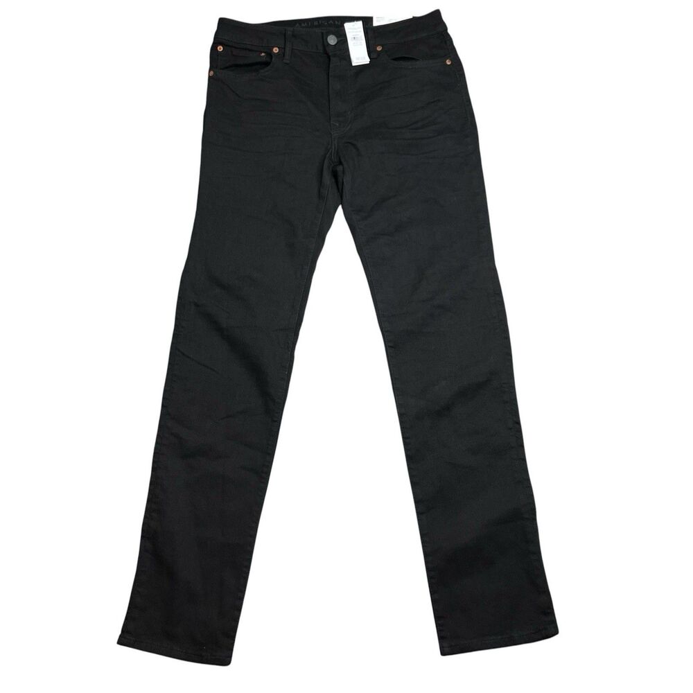 American Eagle Jeans Mens 34x36 Black Slim Straight AirFlex+ Stretch Denim Pants